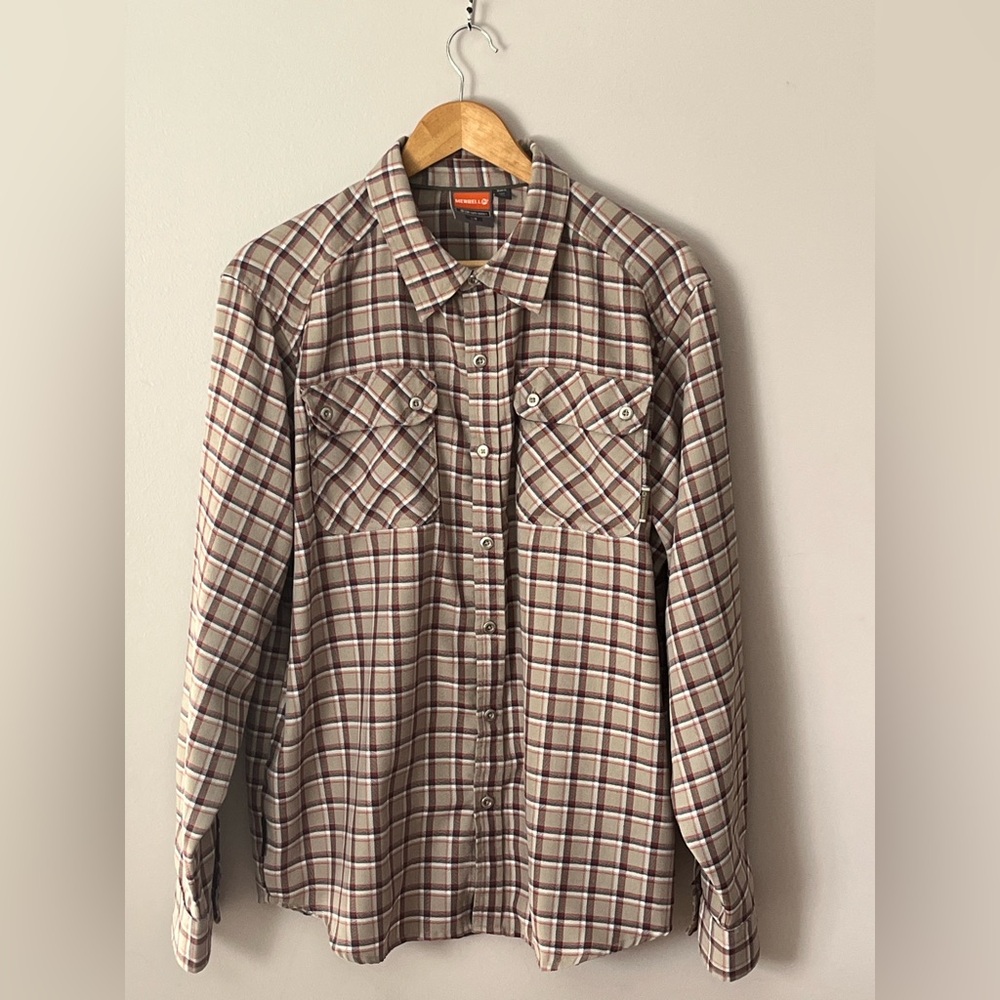 Men’s Merrell Opti-Wick Long Sleeves Button Down Plaid Shirt